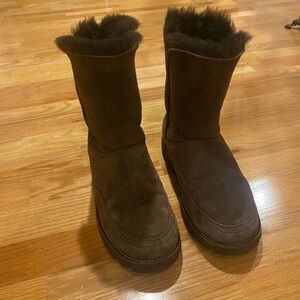 UGG Dark Brown Fur-Lined Boots
